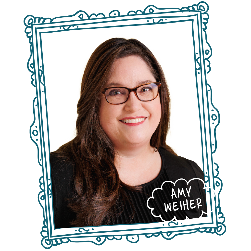 photo of Amy Weiher in an ornate illustrated frame